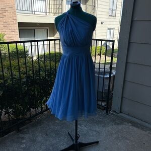Elegant Blue One-Shoulder Dress